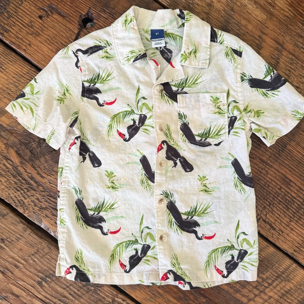 Toucan Button Down Shirt - 3T